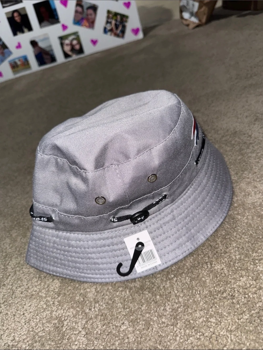 Kids Gray Bucket Hat with Blue and Red Buffalo Logo
